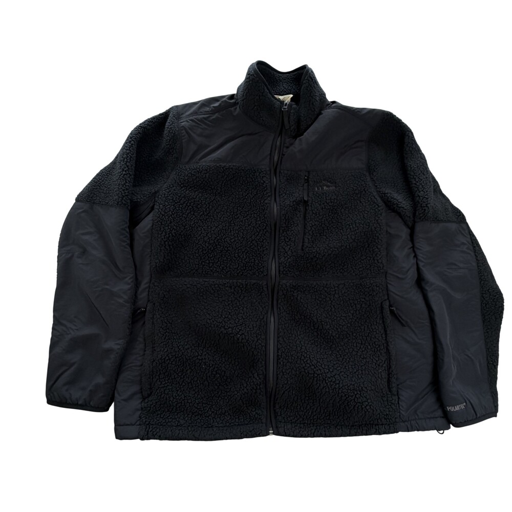 L.L.Bean Mountain Pro Jacket Mens 2XL Black Polartec Fleece Full Zip Outdoor